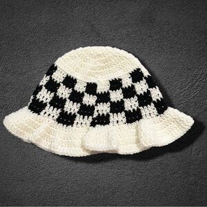 Handmade Crochet Checkered Bucket Hat